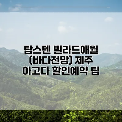 탑스텐 빌라드애월 (바다전망) 제주 아고다 할인예약 팁