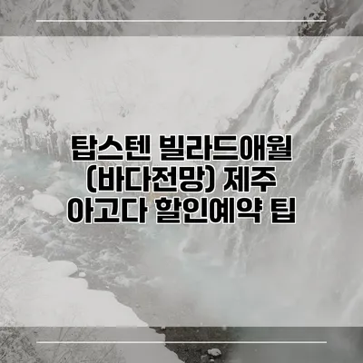 탑스텐 빌라드애월 (바다전망) 제주 아고다 할인예약 팁