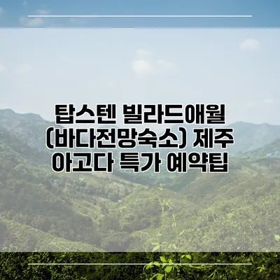 탑스텐 빌라드애월 (바다전망숙소) 제주 아고다 특가 예약팁