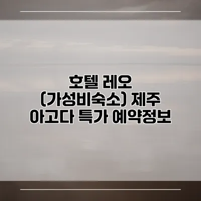 호텔 레오 (가성비숙소) 제주 아고다 특가 예약정보