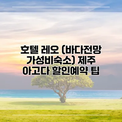 호텔 레오 (바다전망 가성비숙소) 제주 아고다 할인예약 팁