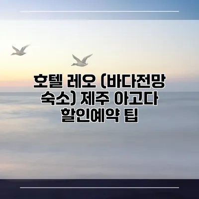 호텔 레오 (바다전망 숙소) 제주 아고다 할인예약 팁