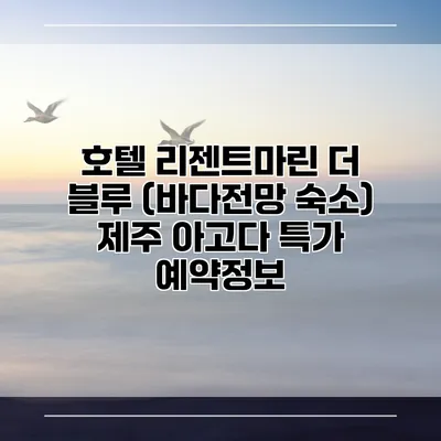 호텔 리젠트마린 더 블루 (바다전망 숙소) 제주 아고다 특가 예약정보