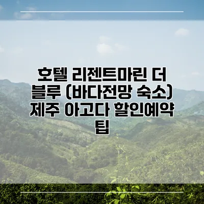 호텔 리젠트마린 더 블루 (바다전망 숙소) 제주 아고다 할인예약 팁