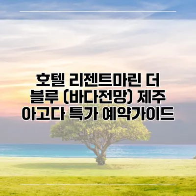 호텔 리젠트마린 더 블루 (바다전망) 제주 아고다 특가 예약가이드