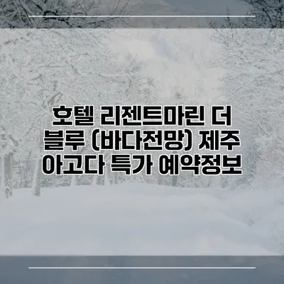 호텔 리젠트마린 더 블루 (바다전망) 제주 아고다 특가 예약정보
