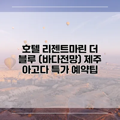 호텔 리젠트마린 더 블루 (바다전망) 제주 아고다 특가 예약팁