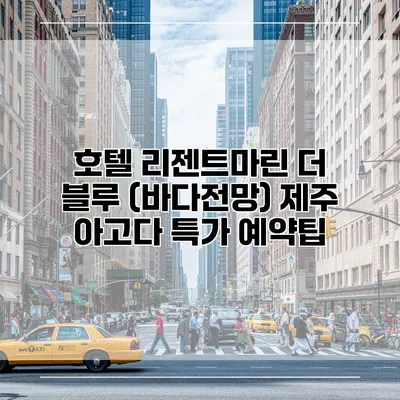 호텔 리젠트마린 더 블루 (바다전망) 제주 아고다 특가 예약팁