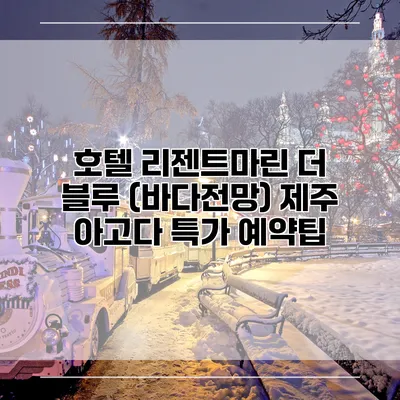 호텔 리젠트마린 더 블루 (바다전망) 제주 아고다 특가 예약팁