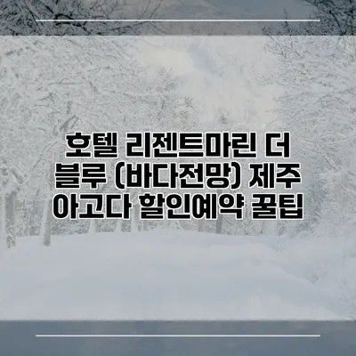 호텔 리젠트마린 더 블루 (바다전망) 제주 아고다 할인예약 꿀팁