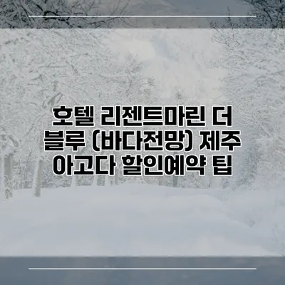호텔 리젠트마린 더 블루 (바다전망) 제주 아고다 할인예약 팁