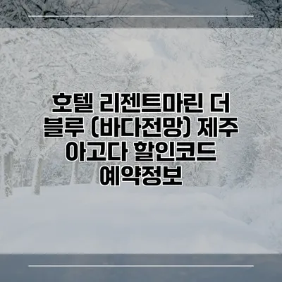 호텔 리젠트마린 더 블루 (바다전망) 제주 아고다 할인코드 예약정보