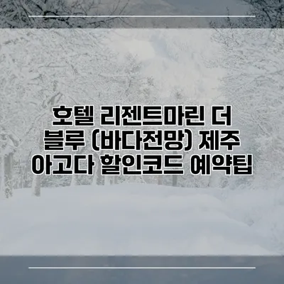 호텔 리젠트마린 더 블루 (바다전망) 제주 아고다 할인코드 예약팁