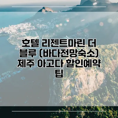 호텔 리젠트마린 더 블루 (바다전망숙소) 제주 아고다 할인예약 팁