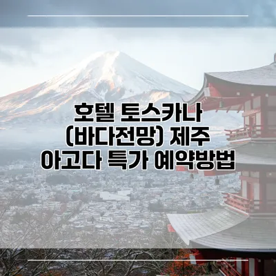 호텔 토스카나 (바다전망) 제주 아고다 특가 예약방법