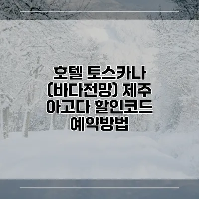 호텔 토스카나 (바다전망) 제주 아고다 할인코드 예약방법