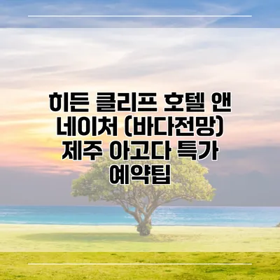 히든 클리프 호텔 앤 네이처 (바다전망) 제주 아고다 특가 예약팁