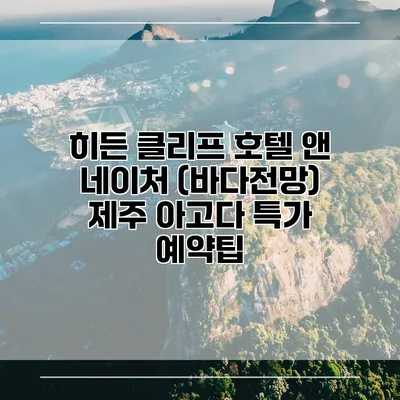 히든 클리프 호텔 앤 네이처 (바다전망) 제주 아고다 특가 예약팁