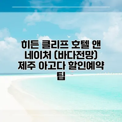 히든 클리프 호텔 앤 네이처 (바다전망) 제주 아고다 할인예약 팁