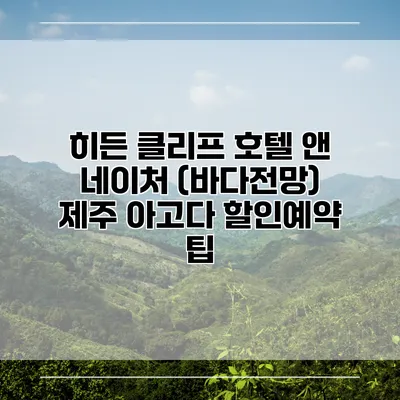히든 클리프 호텔 앤 네이처 (바다전망) 제주 아고다 할인예약 팁