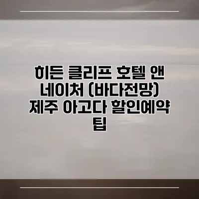 히든 클리프 호텔 앤 네이처 (바다전망) 제주 아고다 할인예약 팁