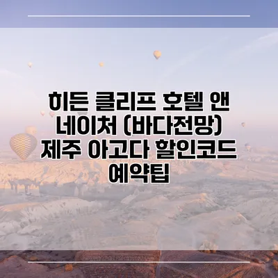 히든 클리프 호텔 앤 네이처 (바다전망) 제주 아고다 할인코드 예약팁