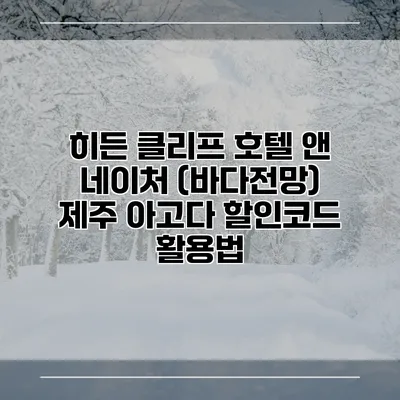 히든 클리프 호텔 앤 네이처 (바다전망) 제주 아고다 할인코드 활용법